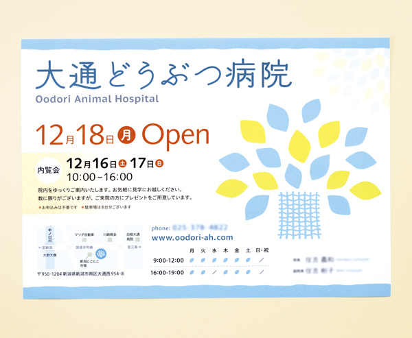 大通どうぶつ病院、オープンチラシ